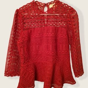 Moulinette Soeurs Tops | Lace Peplum Anthropologie